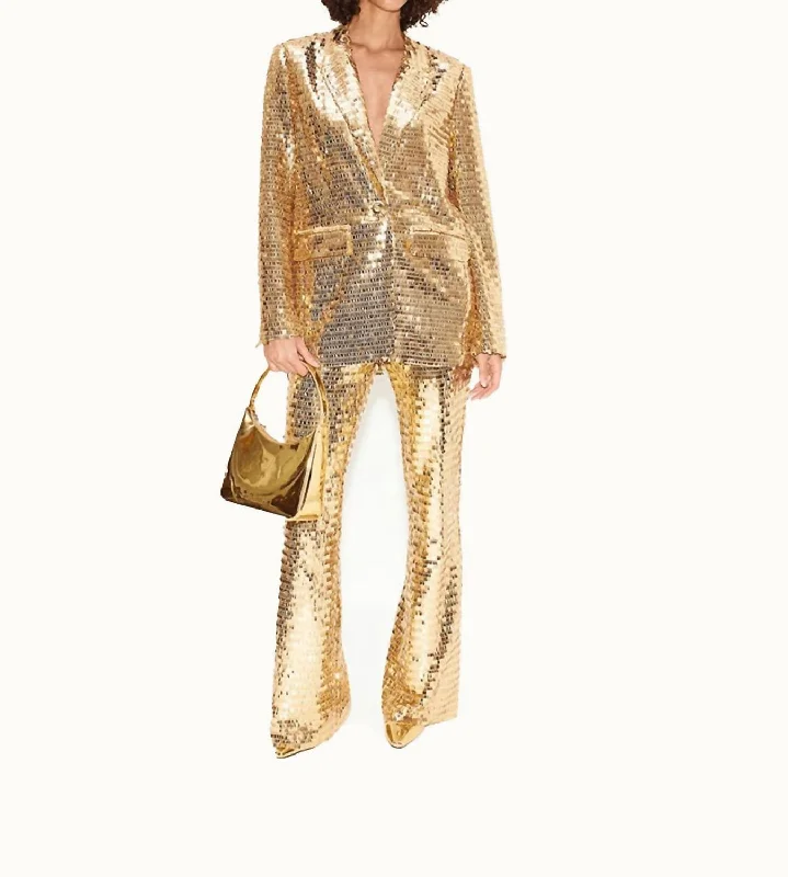 Robo Sequin Pants In Star Gold Trendy Printed Pants