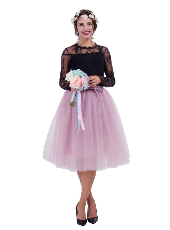 Women Dusty Pink Belt Puff Tulle Skirt lightweight skirt design
