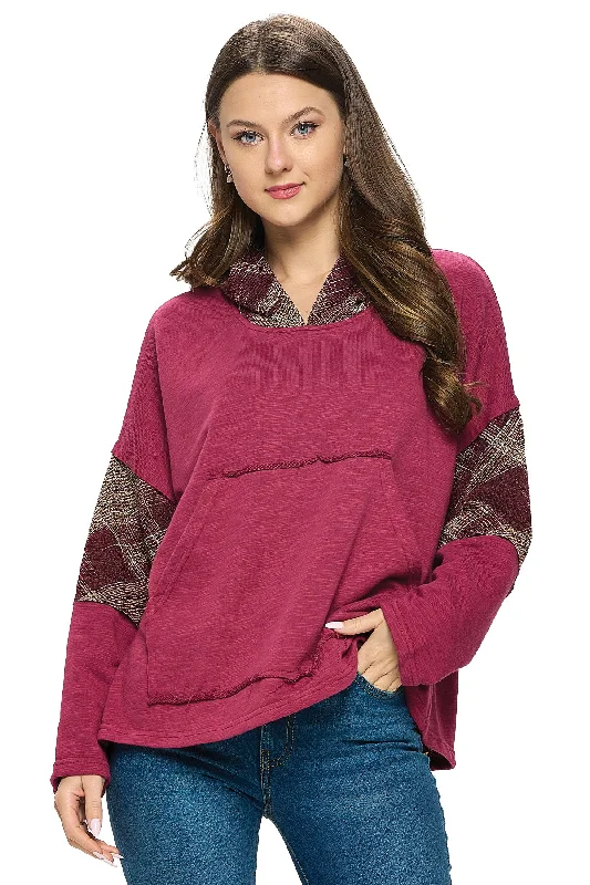 Hoodie Plaid Patchwork Loose Fit Colorblock Hoodie with Relaxed Fit Easy Casual