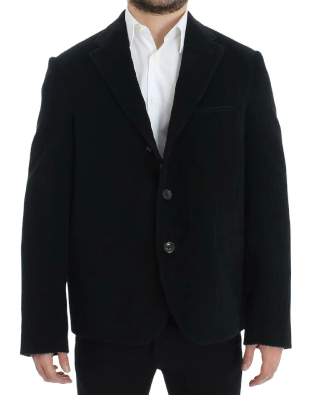 Elegant Black Martini Blazer Jacket Knit Fabric Woven Fabric Fleece Fabric