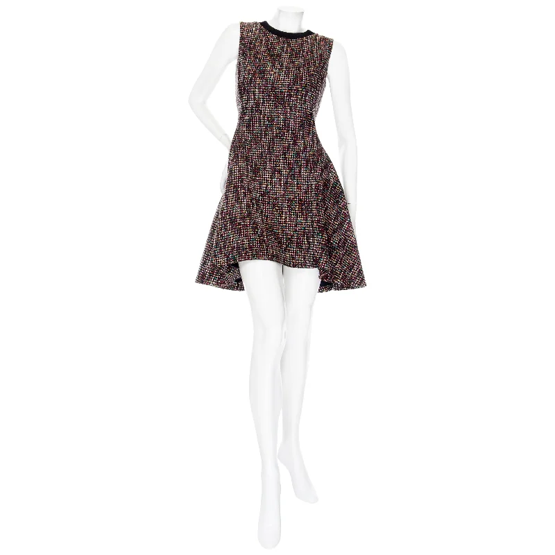 Multicolored Wool-Blend Tweed Fit and Flare Dress Bodycon Club Sequined