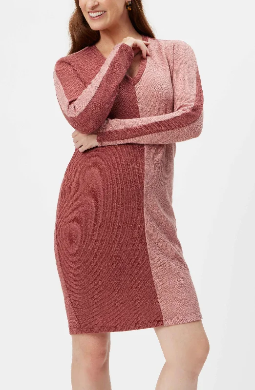 Colorblocking Maternity Sweater Dress Print Jacquard Patchwork