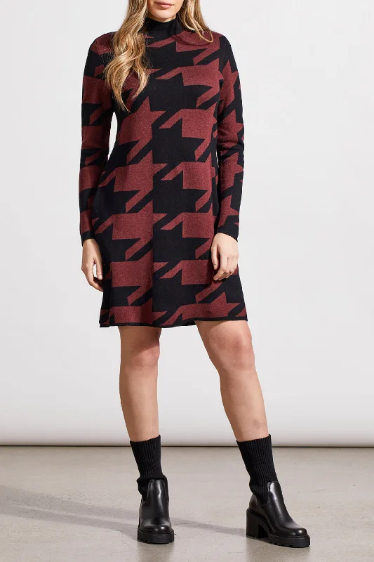 Funnel Neck Jacquard Sweater Dress Cable Knit Ribbed Knit Lace Knit