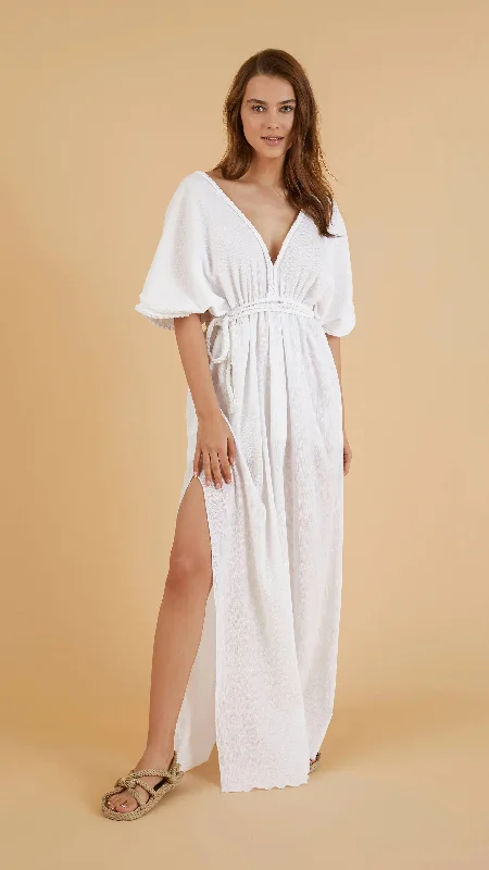 The Handloom Iris Braided Dress - White