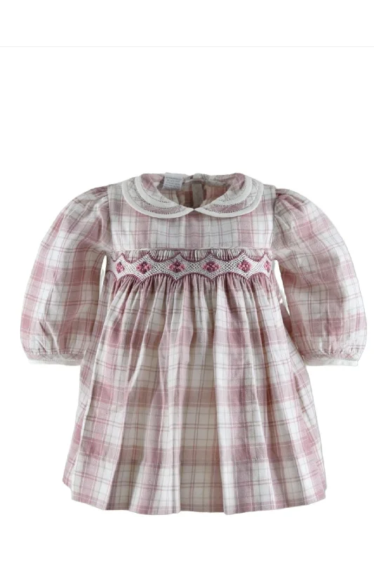 Mauve Heathered Plaid Long Sleeve Baby & Toddler Girl Dress