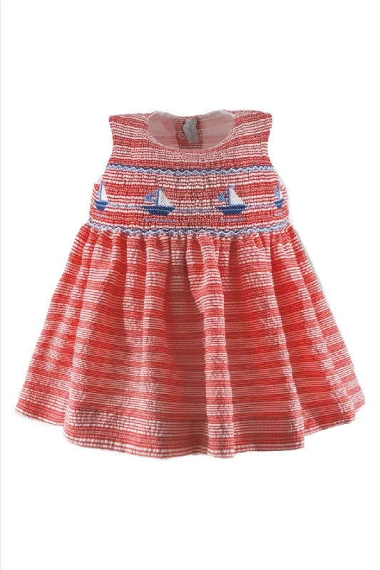 Smocked Sailboats Seersucker Baby & Toddler Girl Dress