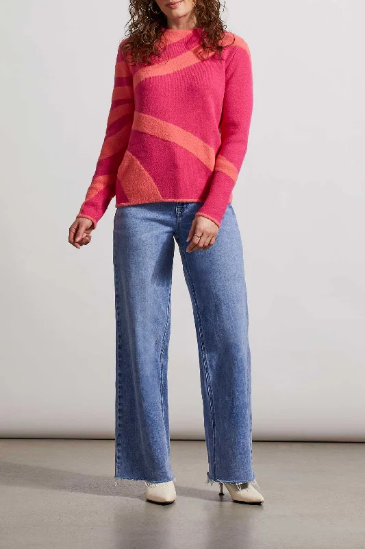 Tribal Mock Neck Sweater 7931O-4857-3003 Fuchsia Pink - 1 ONLY SIZE X-LARGE - 20% OFF Faux Fur Fabric Real Fur Fabric Shearling Fabric