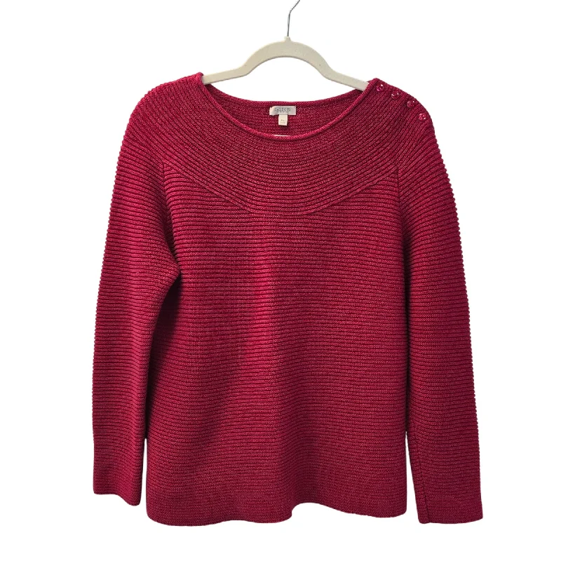 Talbots Petite Ribbed Crewneck Sweater Size Medium Petite Front Pockets Side Pockets Patch Pockets