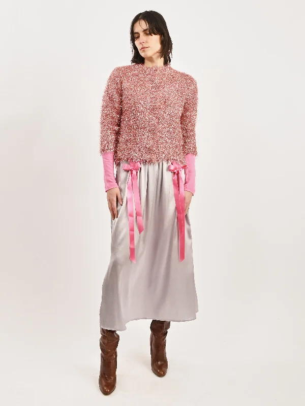 Pink Tinsel Knit Sweater Jacket Elasticated Padded Insulated