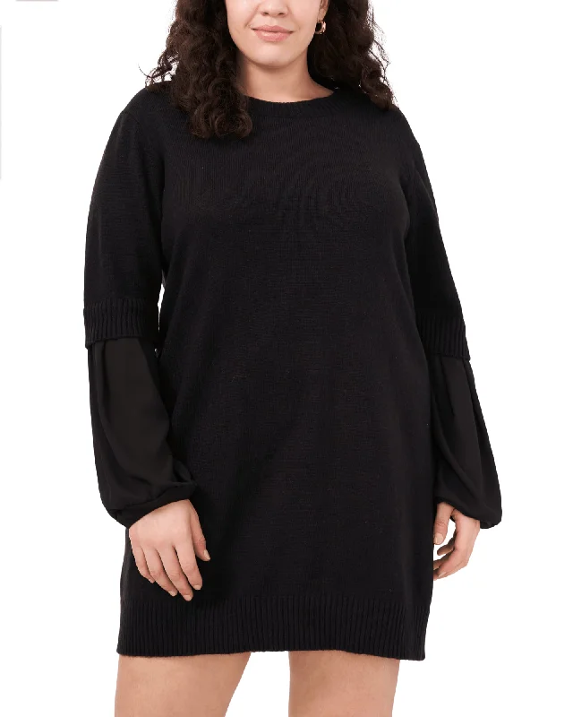 Eleanor Mini Sweater Dress | RICH BLACK Boat Neck Shawl Collar Notched Collar