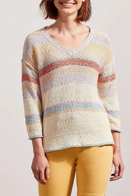 Tribal 3/4 Sleeve V-Neck Sweater 7666O-4740-2161 Lily - 1 ONLY SIZE LARGE - 20% OFF Satin Fabric Silk Fabric Chiffon Fabric