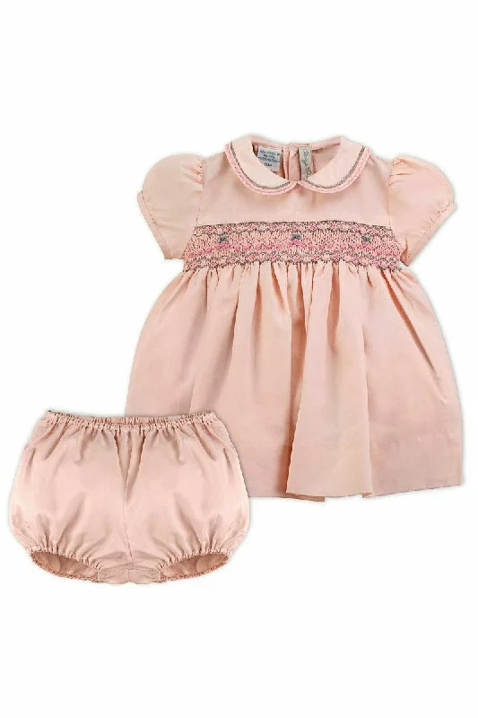 Elegant Taffeta Pink Short Sleeve Baby Girl Dress