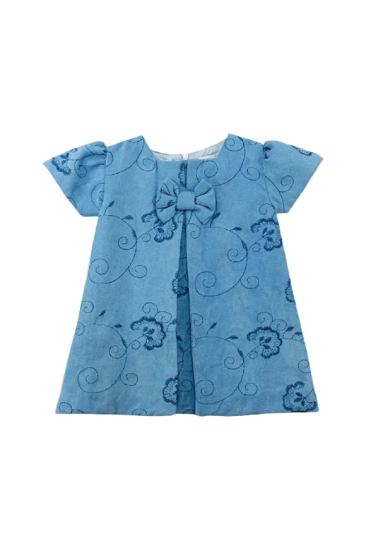 Suede Pattern Short Sleeve Baby & Toddler Girl Dress