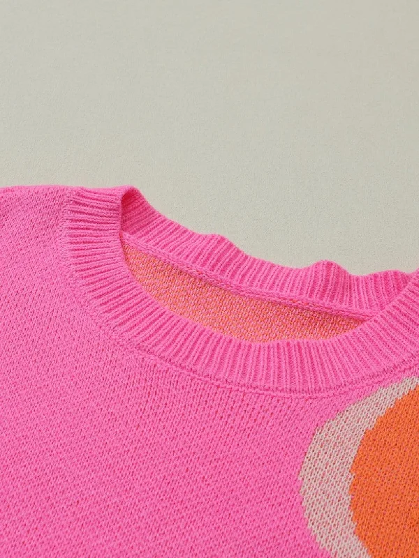Summer Floral Knit Sweater Tailored Straight A-Line
