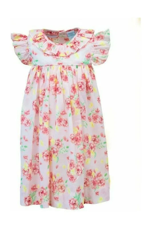 Pink & Yellow Floral Short Sleeve Toddler & Youth Dress