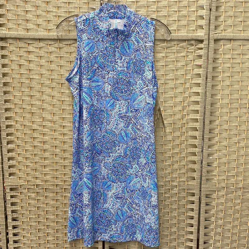Sleeveless Zip Up Dress-Dots Turtles