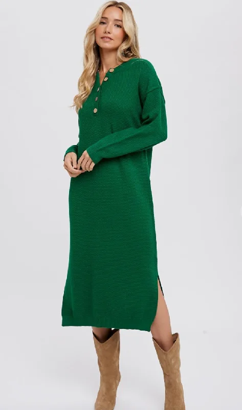 Button Down Sweater Dress Cable Knit Ribbed Knit Lace Knit