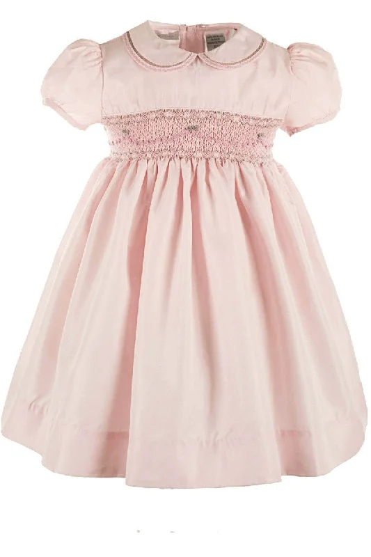 Hand Smocked Elegant Taffeta Toddler Girl Dress