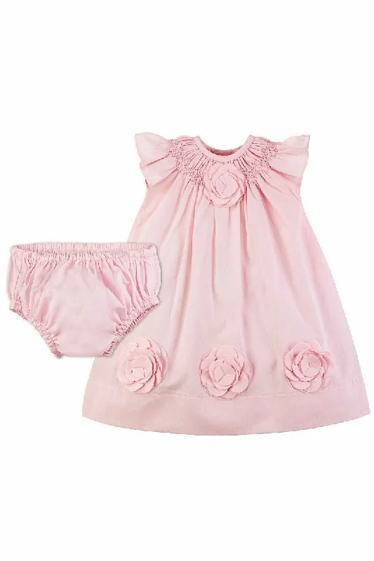 Cut Out Flowers Classic Pink Baby Girl Dress