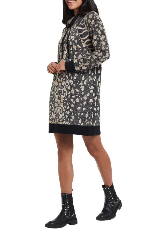 Tribal Long Sleeve Intarsia Sweater Dress 4792O-3415-0002 Black - 1 ONLY SIZE SMALL - 20%. OFF Jersey Fabric Tulle Fabric Batik Fabric