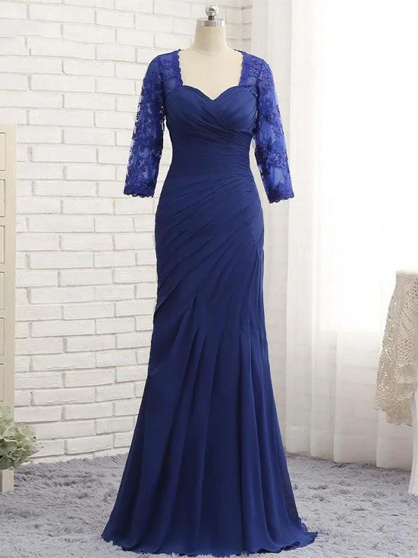 Aniyah Trumpet/Mermaid Chiffon Lace Sweetheart 3/4 Sleeves Floor-Length Mother of the Bride Dresses STKP0020442