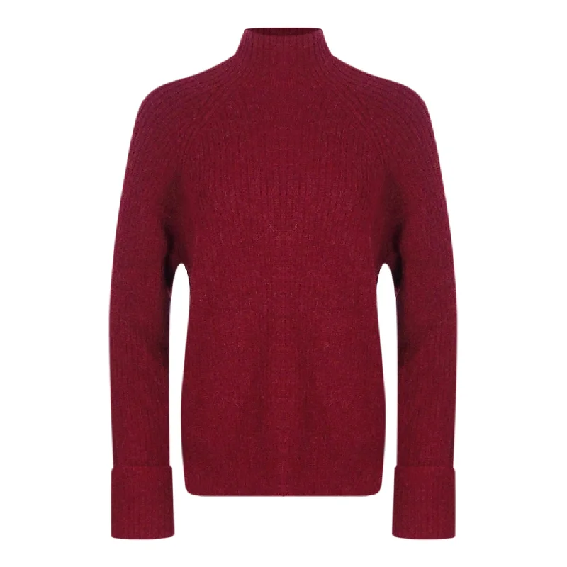Parajumpers Dalida Turtleneck Red Sweater Beaded Sweater Sequined Faux Fur