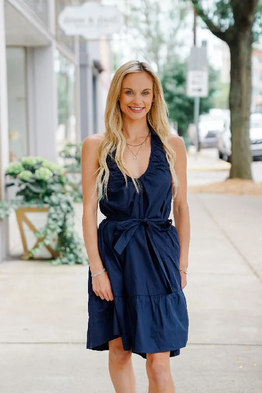 Regan Halter V Neck Dress