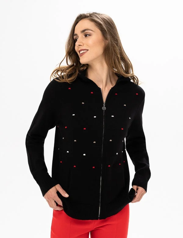 Renuar Knit Sweater R6862-3391-BLKCOM Black Combo - 1 ONLY SIZE MEDIUM - 20% OFF Wool Fabric Cashmere Fabric Tweed Fabric