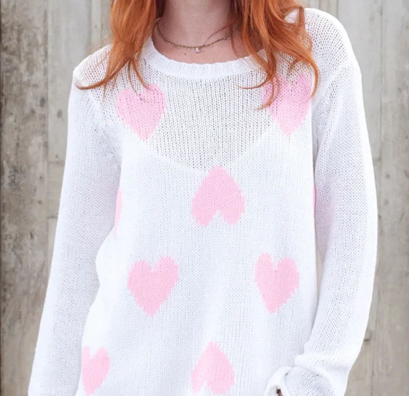 Broken Hearted Crew Cotton Sweater Stretchy Elastic Breathable