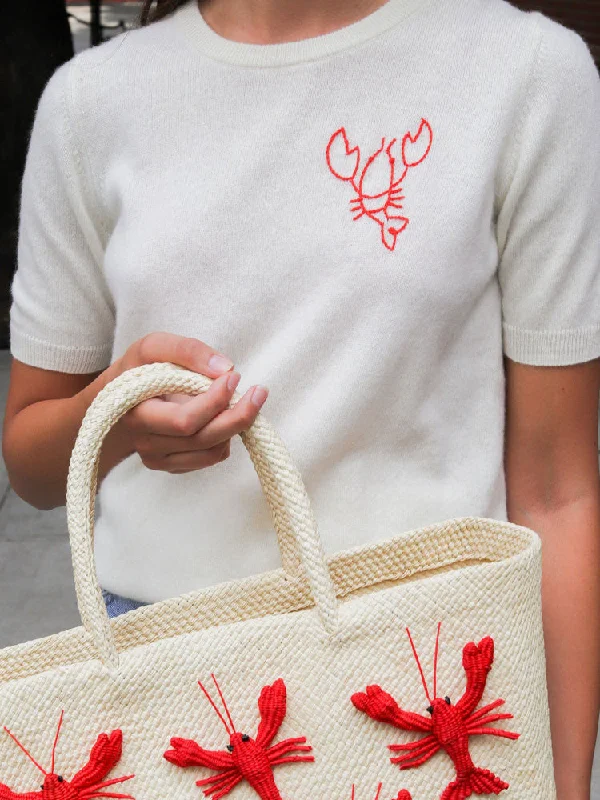 Lobster Sweater Short Sleeve Handmade Hand-knitted Hand-woven