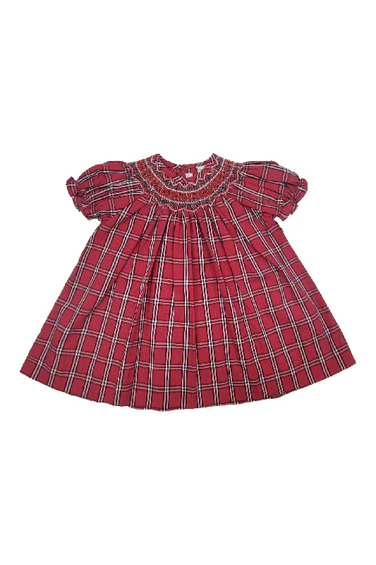 Red & White Plaid Baby Girl Bishop Dress