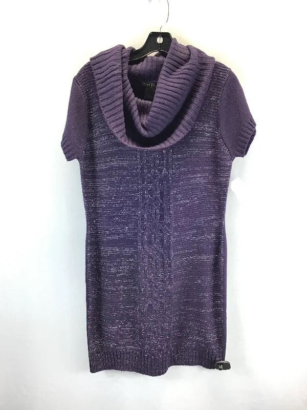 Dress Sweater By Red Paint In Purple & Silver, Size: Xl Print Jacquard Patchwork