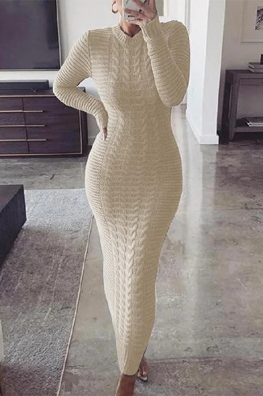 Lilipretty Twisted Long-sleeved Woolen Dress Sweaters Mesh Sweater Canvas Denim