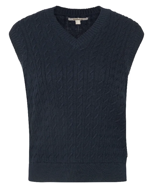 Hartland Sweater Vest - Navy Glossy Satin Silk
