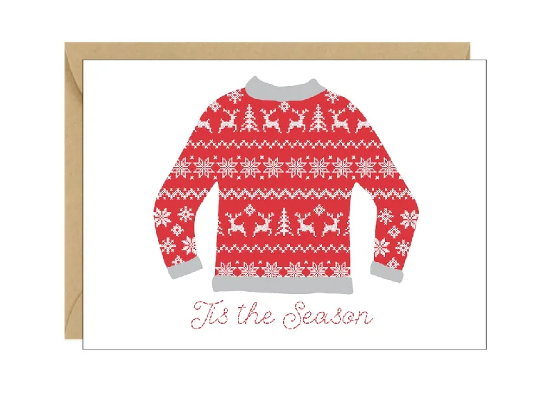 Christmas Sweater Tis the Season Holiday Enclosure Card Transparent Opaque Sheer
