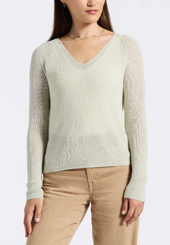 Valencianna Women's V-Neck Lightweight Knit Sweater, Flax Green - SW0126P Spandex Blend Rayon Blend Denim Blend Valencianna Women's V-Neck Lightweight Knit Sweater, Flax Green - SW0126P Spandex Blend Rayon Blend Denim Blend