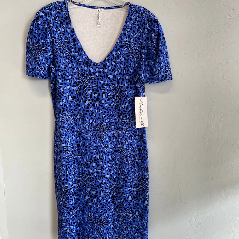 Puffed Sleeve Dress-Cheetah Blues