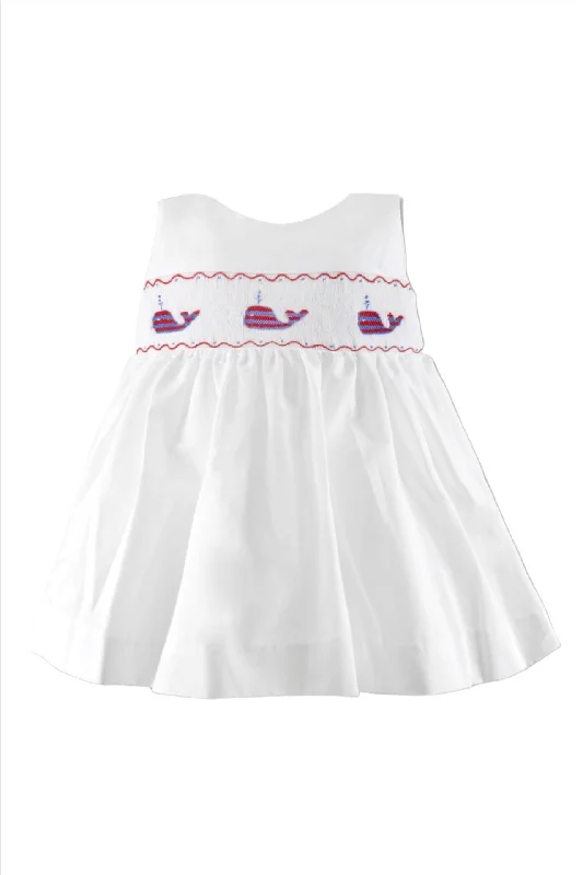 20109-Smocked Red Whale of USA Baby Girl Dress
