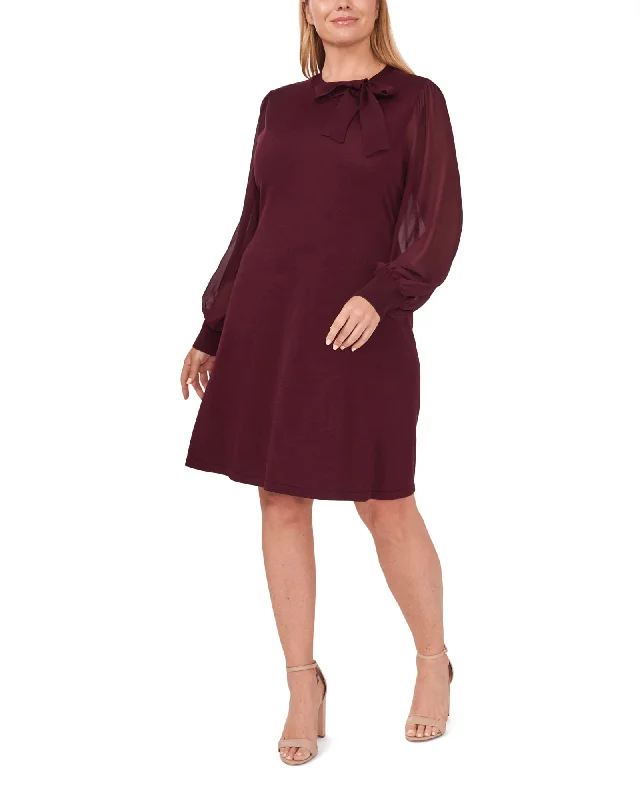 Ariana Bow Sweater Dress | 680-RICH CABERNET Plaid Sweater Polka Dot Checkered