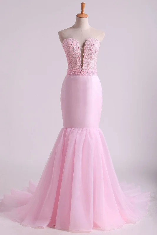 Sweetheart Prom Dresses Mermaid/Trumpet With Applique Court Train