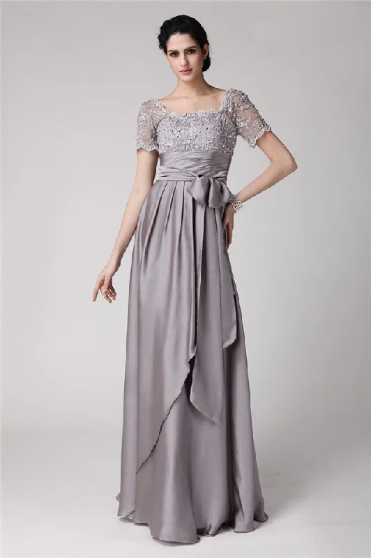 Sheath/Column Square Beading Applique Elastic Woven Satin Mother of the Bride Dresses TPP0007253