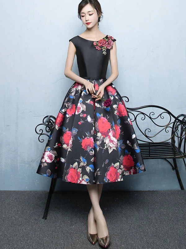 Blossom Print Mid Tea Fit & Flare Prom Dress