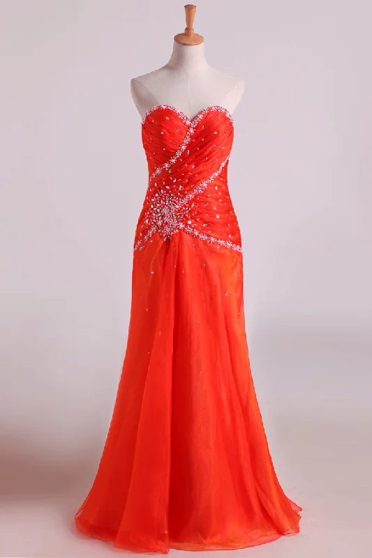 Sweetheart A Line Chiffon Evening Dresses With Beading