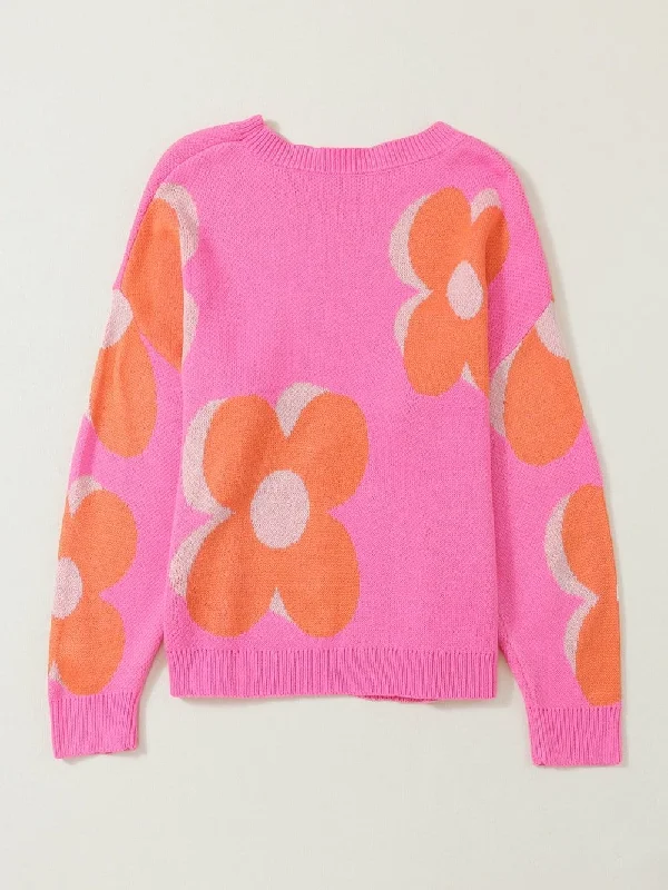 Happy Floral Knit Sweater Knit Fabric Woven Fabric Fleece Fabric