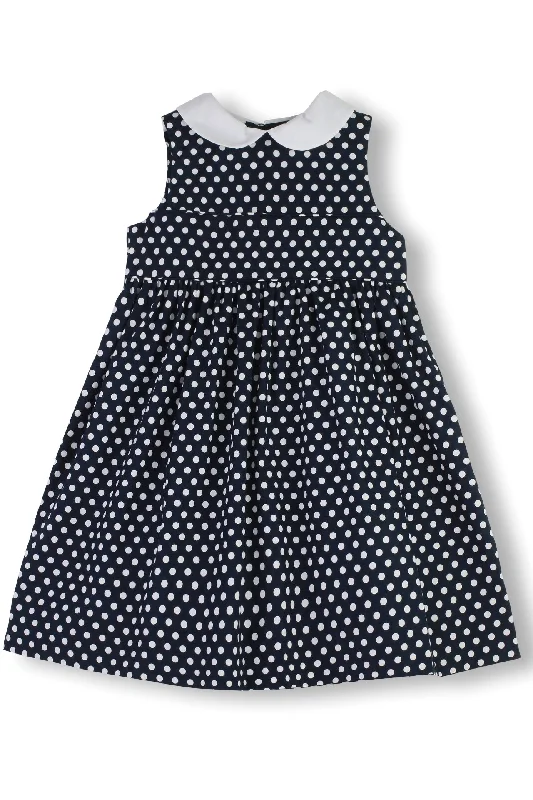 Navy Polka Dot Toddler & Youth Sleeveless Girl Dress