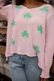 Mini Shamrock Cotton Sweater Fleece Sweater Nylon Polyester