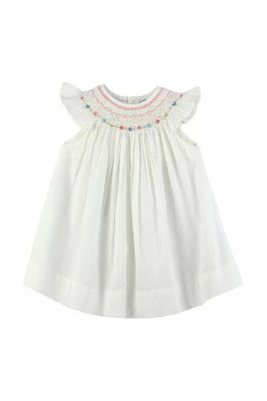 Vintage Hand Smocked Floral Baby Girl Bishop Dress