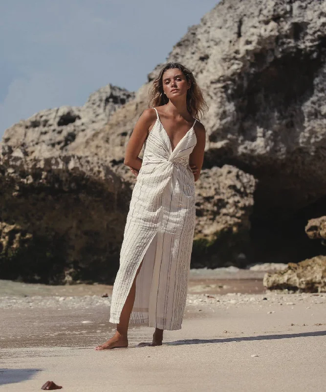 Celia Striped Dress - Natural With Stripes