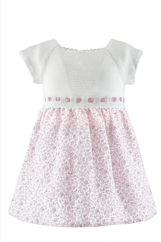 Carriage Boutique Floral Knit Mix Baby Girl Dress