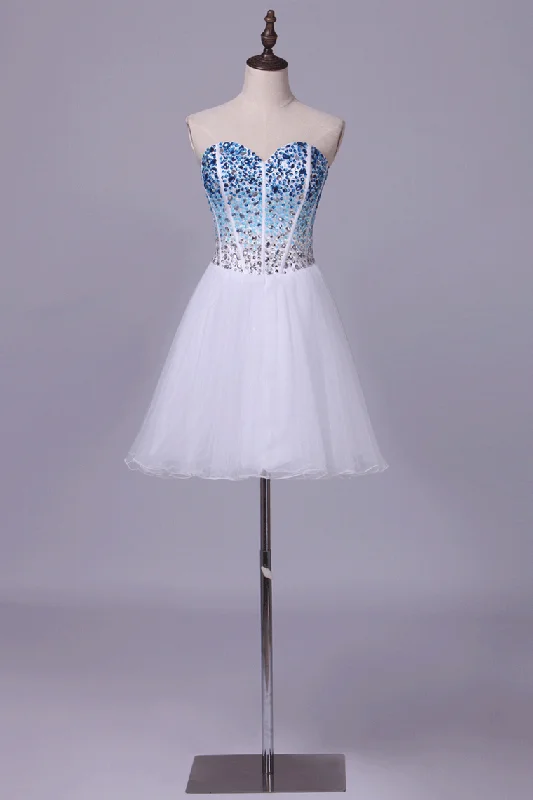 Sweetheart Homecoming Dresses A Line With Beads Short/Mini